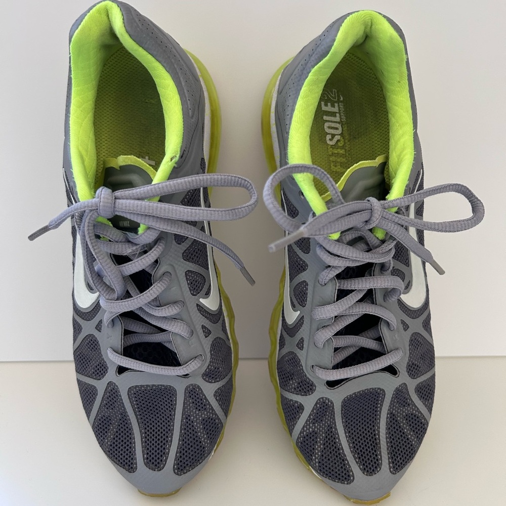 2011 Nike Air Mac Gray and Neon Green Athletic Shoes. Very good condition